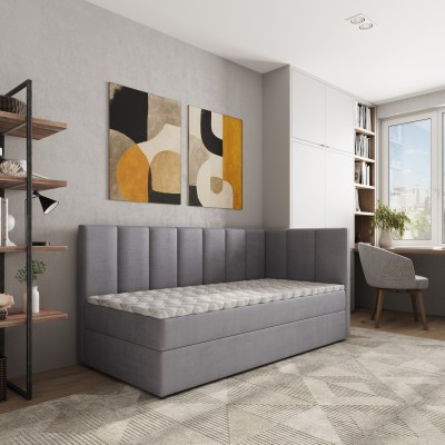 Łóżko kontynentalne BEVE – Tkanina pluszowa – kolor: Kronos