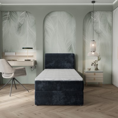 Łóżko kontynentalne PISA – Tkanina sztruksowa – kolor: Tilia