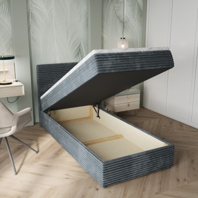 Łóżko kontynentalne PISA – Tkanina sztruksowa – kolor: Tilia