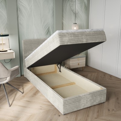 Łóżko kontynentalne PISA – Tkanina sztruksowa – kolor: Tilia