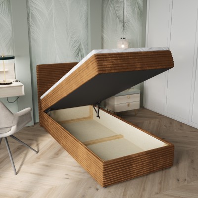 Łóżko kontynentalne PISA – Tkanina sztruksowa – kolor: Tilia