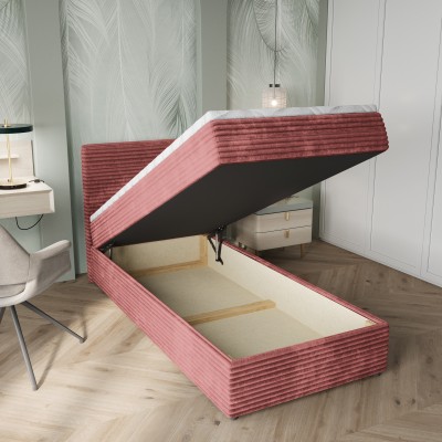 Łóżko kontynentalne PISA – Tkanina sztruksowa – kolor: Tilia