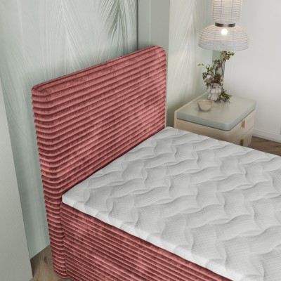 Łóżko kontynentalne PISA – Tkanina sztruksowa – kolor: Tilia