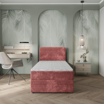 Łóżko kontynentalne PISA – Tkanina sztruksowa – kolor: Tilia