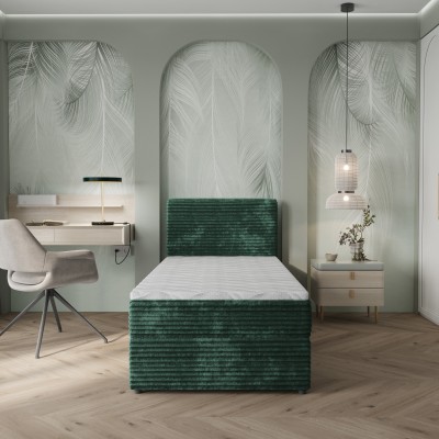 Łóżko kontynentalne PISA – Tkanina sztruksowa – kolor: Tilia