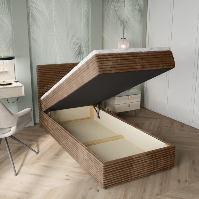 Łóżko kontynentalne PISA – Tkanina sztruksowa – kolor: Tilia