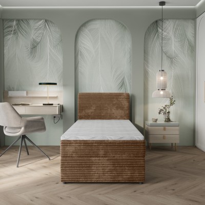 Łóżko kontynentalne PISA – Tkanina sztruksowa – kolor: Tilia