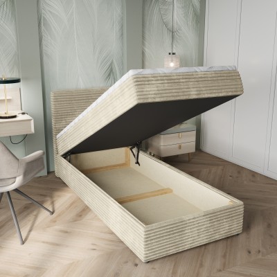 Łóżko kontynentalne PISA – Tkanina sztruksowa – kolor: Tilia