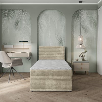 Łóżko kontynentalne PISA – Tkanina sztruksowa – kolor: Tilia