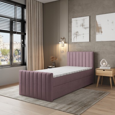 Łóżko kontynentalne ARION – Tkanina pluszowa – kolor: Kronos