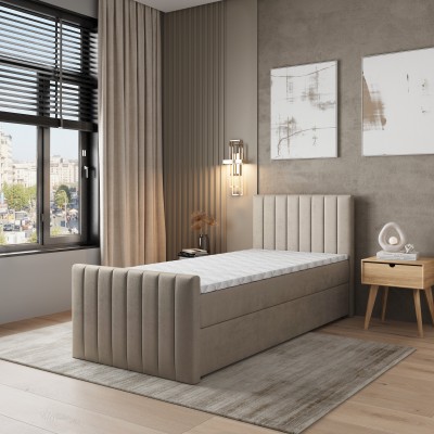 Łóżko kontynentalne ARION – Tkanina pluszowa – kolor: Paros