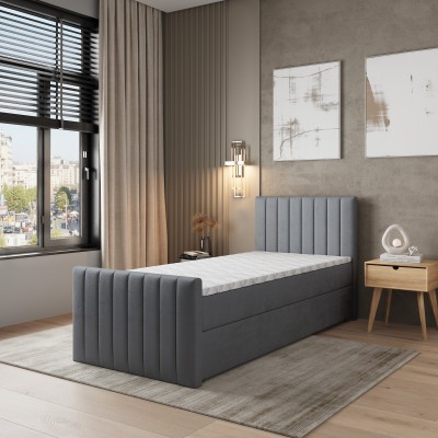 Łóżko kontynentalne ARION – Tkanina pluszowa – kolor: Kronos