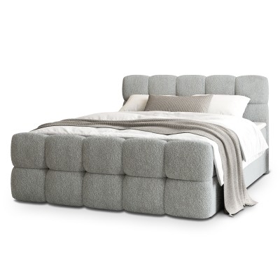 Łóżko kontynentalne BRUME – Tkanina bucle – kolor: Quelle