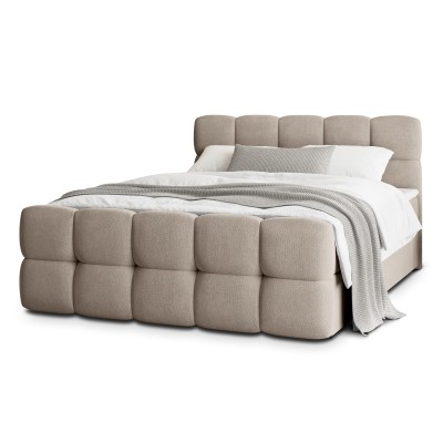 Łóżko kontynentalne BRUME – Tkanina plecionka – kolor: Soro