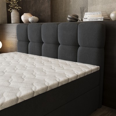 Łóżko kontynentalne BRUME – Tkanina plecionka – kolor: Soro