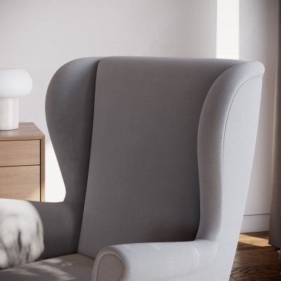 Fotel LENTIO w tkaninie PAROS 05 - oparcie - jasnoszary