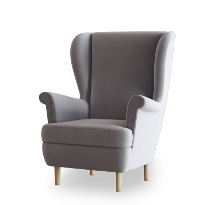 Fotel LENTIO w tkaninie PAROS 05 - białe tło - jasnoszary