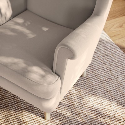 Klasyczny uszak LENTIO, ponadczasowy beżowy kolor, model do salonu i biura, stylowy mebel