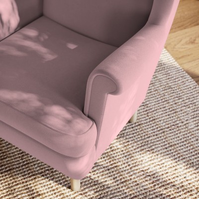 LENTIO - stylowy fotel, wygodny uszak do Twojego domu, klasyczny wzór - pudrowy róż