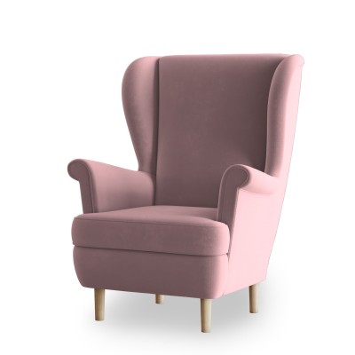 Fotel LENTIO w tkaninie KRONOS 27 - białe tło - pudrowy róż