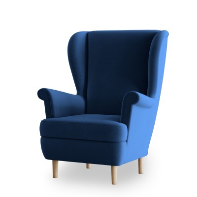 Fotel LENTIO w tkaninie KRONOS 09 - białe tło - niebieski