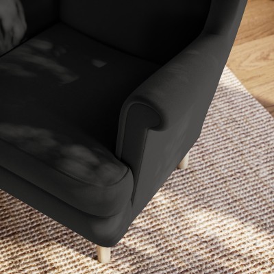 Czarny, luksusowy fotel - uszak LENTIO, stylowy mebel do Twojego salonu, wygodny