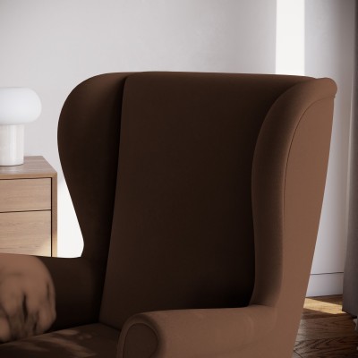 Fotel LENTIO w tkaninie KRONOS 06 - oparcie - brązowy