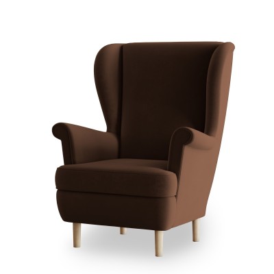 Fotel LENTIO w tkaninie KRONOS 06 - białe tło - brązowy