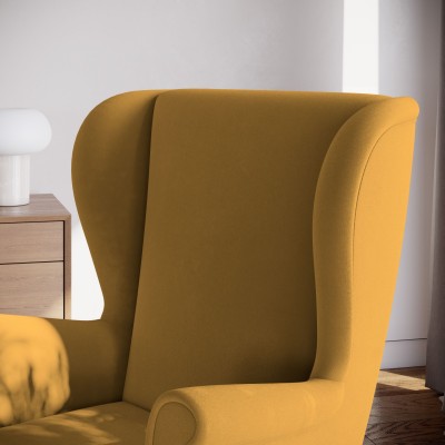 Fotel LENTIO w tkaninie KRONOS 01 - oparcie - żółty