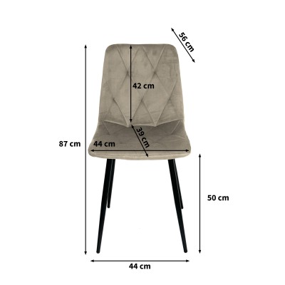 Wymiary tapicerowanego krzesła CELMO