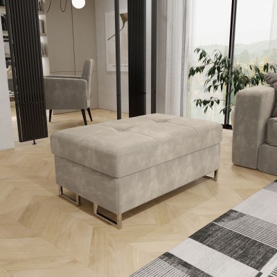 Pufa BARLET, tapicerowana tkaniną Monolith 04 w kolorze beżowym