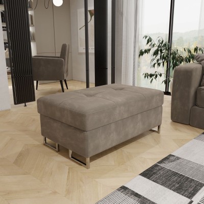 Pufa BARLET, tapicerowana tkaniną Monolith 09 w kolorze beżowym / jasnobrązowym