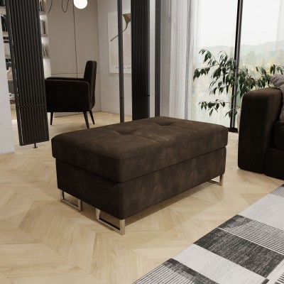 Pufa BARLET, tapicerowana tkaniną Monolith 29 w kolorze brązowym