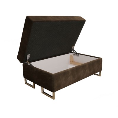 Pufa BARLET, tapicerowana tkaniną Monolith 29 w kolorze brązowym - pojemnik - studio