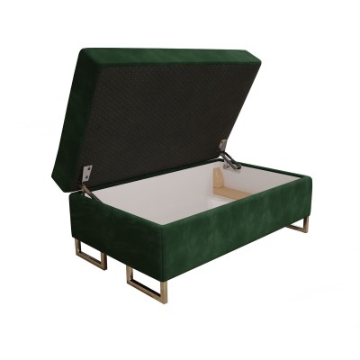 Pufa BARLET, tapicerowana tkaniną Monolith 37 w kolorze butelkowej zieleni - pojemnik - studio