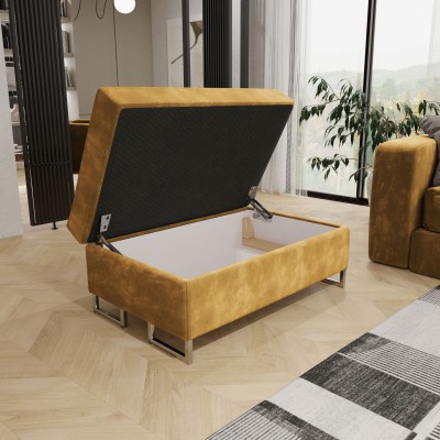 Pufa BARLET, tapicerowana tkaniną Monolith 48 - odcień koloru żółtego - pojemnik