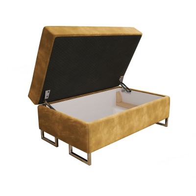 Pufa BARLET, tapicerowana tkaniną Monolith 48 - odcień koloru żółtego - pojemnik - studio