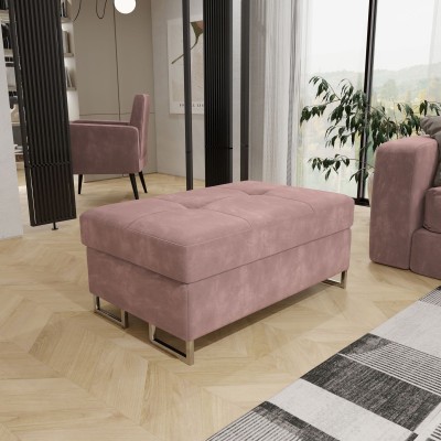 Pufa BARLET, tapicerowana tkaniną Monolith 62 - pudrowy róż