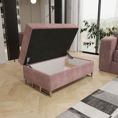 Pufa BARLET, tapicerowana tkaniną Monolith 62 - pudrowy róż -pojemnik