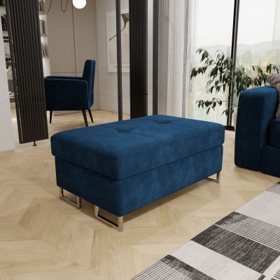 Pufa BARLET, tapicerowana tkaniną Monolith 77 niebieski