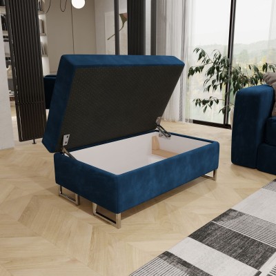 Pufa BARLET, tapicerowana tkaniną Monolith 77 niebieski - pojemnik