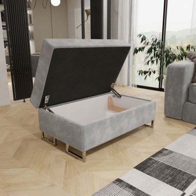 Pufa BARLET, tapicerowana tkaniną Monolith 84 jasnoszary - pojemnik