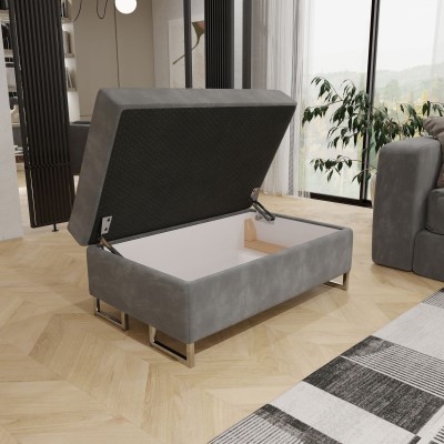 Pufa BARLET, tapicerowana tkaniną Monolith 85 szary - pojemnik