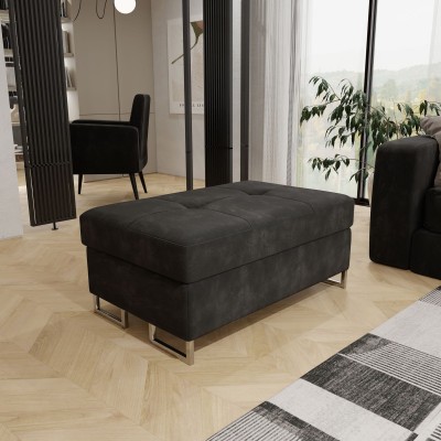 Pufa BARLET, tapicerowana tkaniną Monolith 95 czarny