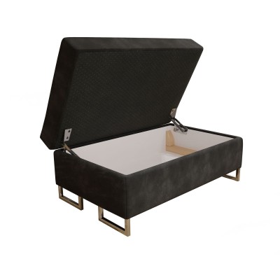 Pufa BARLET, tapicerowana tkaniną Monolith 95 czarny - pojemnik - studio