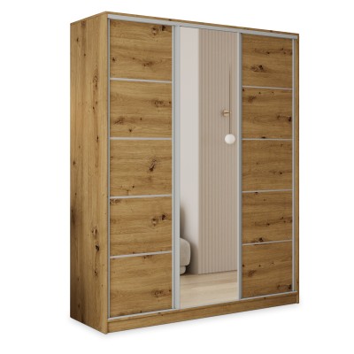 Szafa Przesuwna PINA 160 cm z Lustrem Szafa Trzydrzwiowa z Szufladami