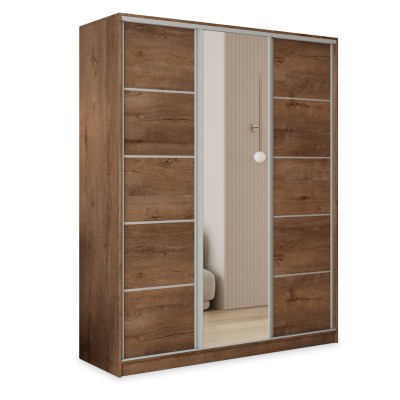 Szafa Przesuwna PINA 160 cm z Lustrem Szafa Trzydrzwiowa z Szufladami