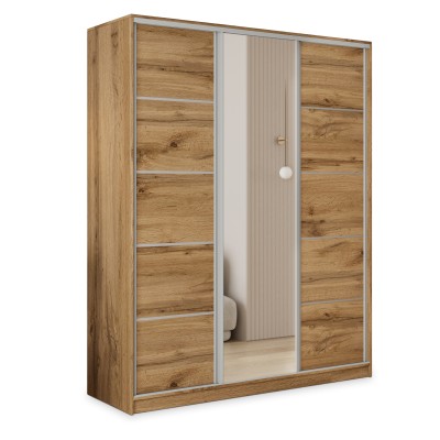 Szafa Przesuwna PINA 160 cm z Lustrem Szafa Trzydrzwiowa z Szufladami