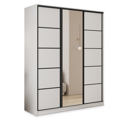 Szafa Przesuwna PINA 160 cm z Lustrem Szafa Trzydrzwiowa z Szufladami