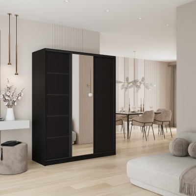 Szafa Przesuwna PINA 160 cm z Lustrem Szafa Trzydrzwiowa z Szufladami